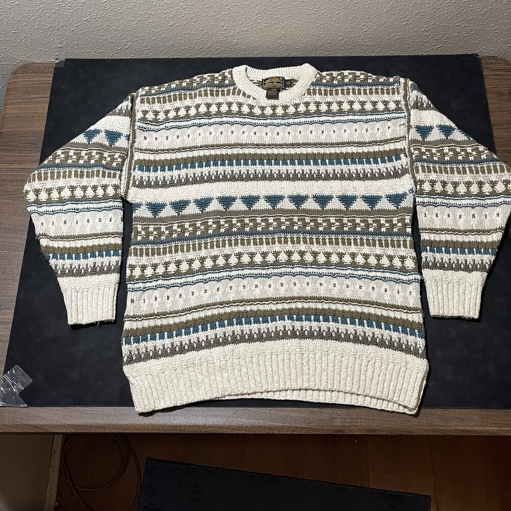 Vintage Eddie Bauer Sweater Fair Isle Nordic 70s knit USA 80s Tundra Coogi Style
